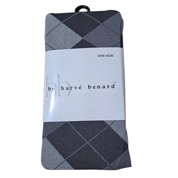 Harve Benard Women's 2 Pk Argyle Grey Black Wine Multi Color Tights OS - Picture 3 of 7